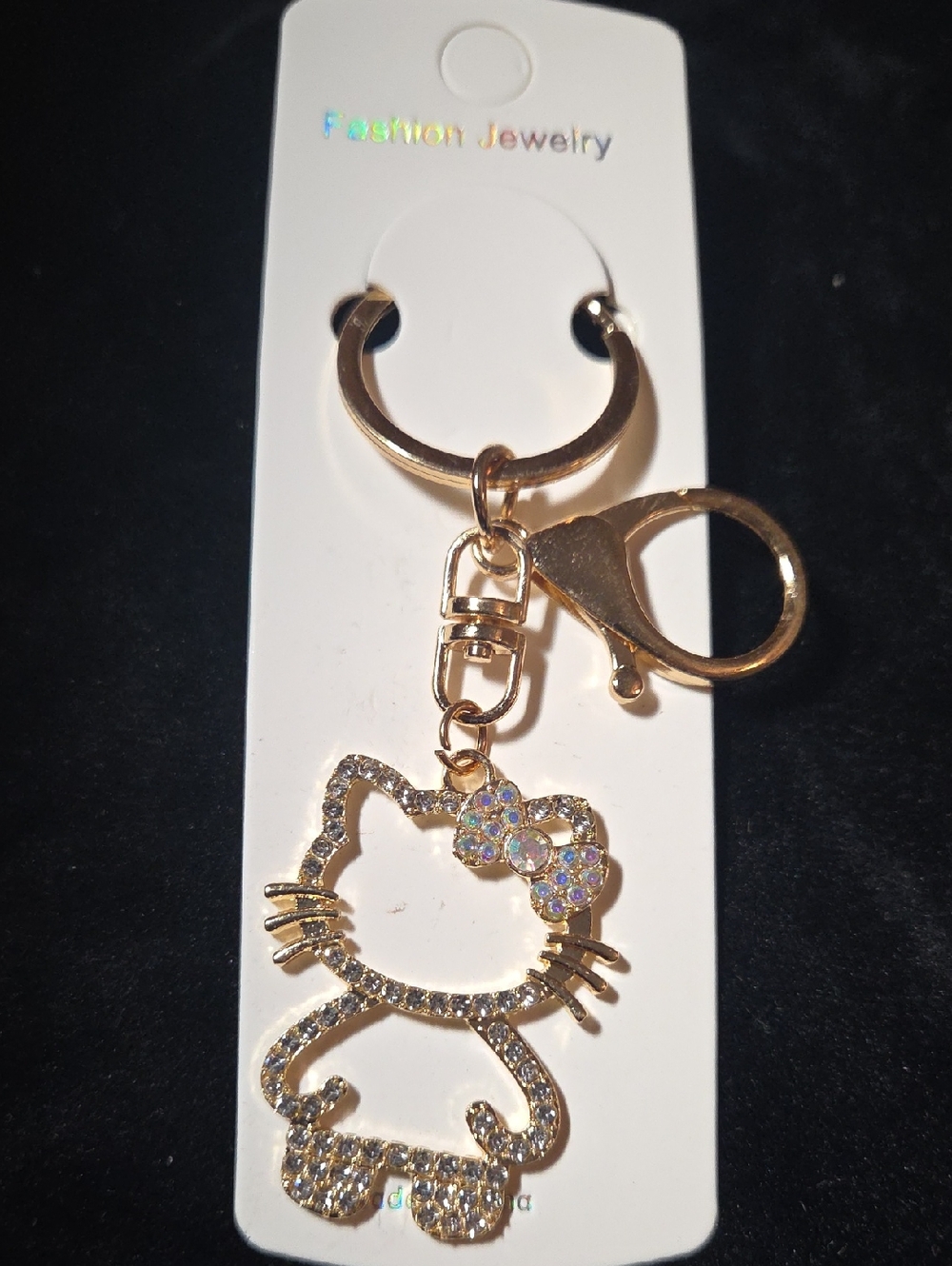 Gold-tone Crystal HK Keychain Charm - Fashion Jewelry